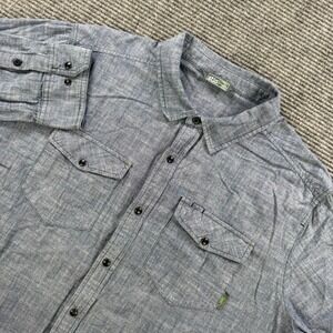 Stio Blue Organic Cotton Long Sleeve Button Up Shirt Men XXL Workwear Casual 2XL